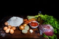 Ingredients of italian homemade egg pasta Royalty Free Stock Photo