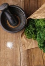 Ingredients for kale chips from above Royalty Free Stock Photo