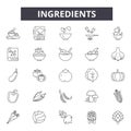 Ingredients line icons, signs, vector set, outline illustration concept Royalty Free Stock Photo