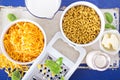 Ingredients for macaroni and cheese Royalty Free Stock Photo