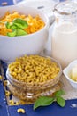 Ingredients for macaroni and cheese Royalty Free Stock Photo