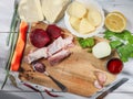 Ingredients for making beetroot soup. Royalty Free Stock Photo