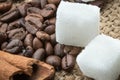Ingredients for making delicious and aromatic coffee. Royalty Free Stock Photo