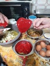 Ingredients for making a dish. Spanish tortilla.