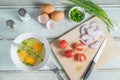 Ingredients for making homemade omelet. Royalty Free Stock Photo