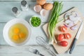 Ingredients for making homemade omelet. Royalty Free Stock Photo