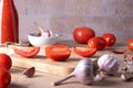 Ingredients for making homemade tomato sauce. Royalty Free Stock Photo