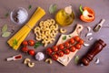 Ingredients for making Italian pasta