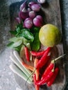 ingredients for making sambal matah, Indonesian food Royalty Free Stock Photo