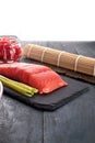 Ingredients for making sushi rolls. Royalty Free Stock Photo