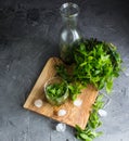 Ingredients for mint liqueur.