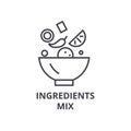 Ingredients mix line icon, outline sign, linear symbol, vector, flat illustration