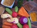 The ingredients for Moroccan vegetarian couscous