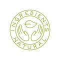 Ingredients natural icon. Eco farm stamped. Organic plant food. Editable outline size.