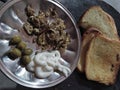 BREAKFAST with Egg &pitted green olives