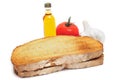 Ingredients for pa amb tomaquet, bread with tomato, typical of C