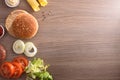 Ingredients for the preparation of a homemade burger on table Royalty Free Stock Photo