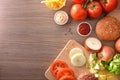 Ingredients for the preparation of a homemade burger top view Royalty Free Stock Photo