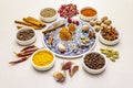 Ingredients for preparation oriental spice Ras el Hanout