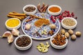 Ingredients for preparation oriental spice Ras el Hanout