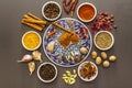 Ingredients for preparation oriental spice Ras el Hanout