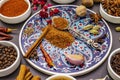 Ingredients for preparation oriental spice Ras el Hanout