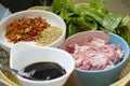 Ingredients prepared for Minced pork stir fry.