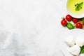 Ingredients for prepared spring salad with tomatoes, mozzarella Royalty Free Stock Photo