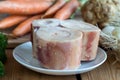 Ingredients for preparing a beef bone broth Royalty Free Stock Photo