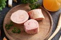 Ingredients for preparing beef bone broth or soup - marrow bones and vegetables