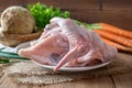 Ingredients for preparing bone broth - chicken meat and vegetables