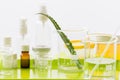 Ingredients for production of natural beauty cosmetics, close-up