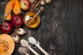 Ingredients for pumpkin and apple pie. Royalty Free Stock Photo