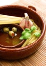 Ingredients ready for either a Mediterranean or Italian meal. Royalty Free Stock Photo