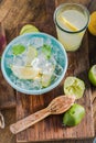 Ingredients for refreshing lemonade for hot summer days