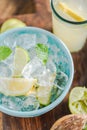 Ingredients for refreshing lemonade for hot summer days