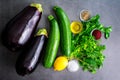 Ingredients for Roasted Aubergine and Courgette with Sumac and Herbs Royalty Free Stock Photo