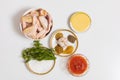 Ingredients for roasting chicken wings. Culinary background with selective focus Royalty Free Stock Photo