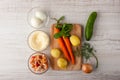 Ingredients for Salad with crab meat, carrots and egg