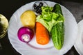 Ingredients for the salad vegetables, ready meals Royalty Free Stock Photo