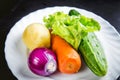 ingredients for the salad vegetables, ready meals Royalty Free Stock Photo