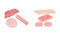 Ingredients for sandwich cooking. Bacon, sausages, ham, prosciutto slices vector illustration Royalty Free Stock Photo