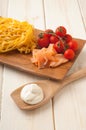 Ingredients for smoked salmon pasta Royalty Free Stock Photo