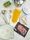 Ingredients for spaghetti alla carbonara Royalty Free Stock Photo