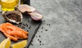 Ingredients for tartare sauce from a salmon