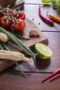 Ingredients for Thai food, lemongrass, ginger, garlic, cocktail