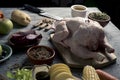 Ingredients to prepare a stuffed turkey Royalty Free Stock Photo