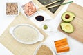 Ingredients to prepare sushi
