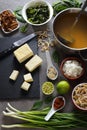 Ingredients for traditional japanese miso soup