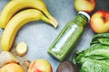 Ingredients for a tropical fruit smoothie with avocado, spinach and banana Royalty Free Stock Photo